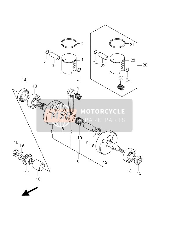 Suzuki RM85 (SW & LW) 2012 Crankshaft for a 2012 Suzuki RM85 (SW & LW)