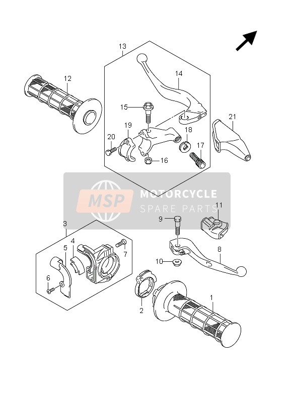 Suzuki RM85 (SW & LW) 2012 Levier de poignée pour un 2012 Suzuki RM85 (SW & LW)