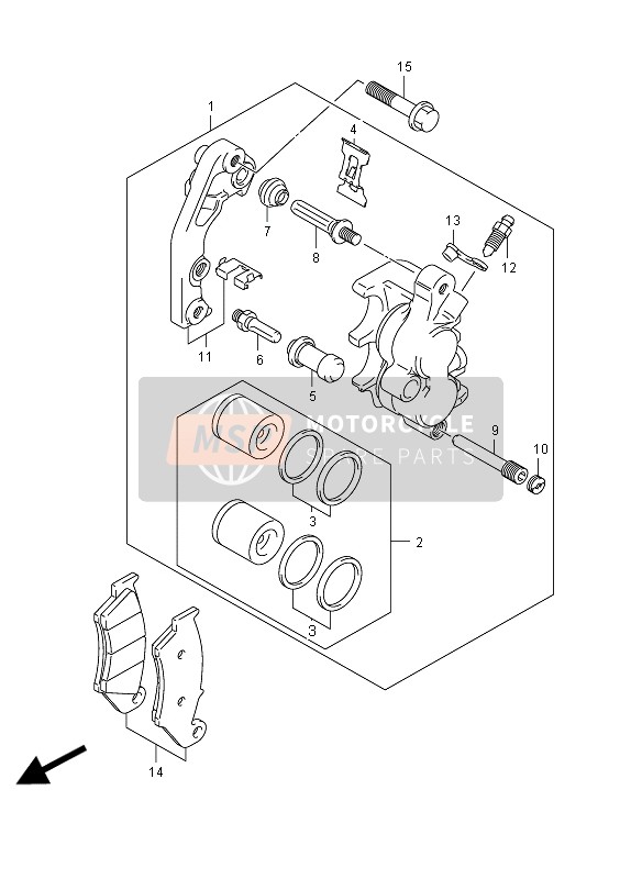 Suzuki RM-Z450 2012 Pinza anteriore per un 2012 Suzuki RM-Z450