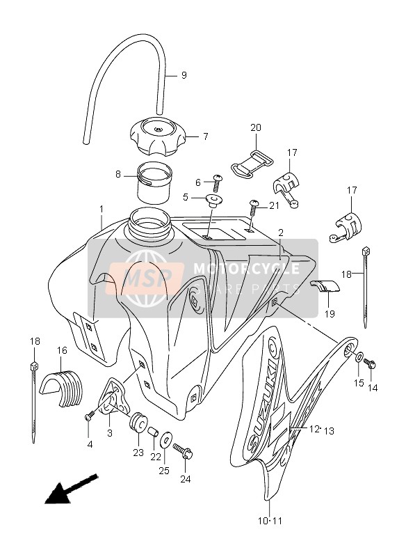 Suzuki DR-Z125 (SW & LW) 2003 Réservoir d'essence pour un 2003 Suzuki DR-Z125 (SW & LW)