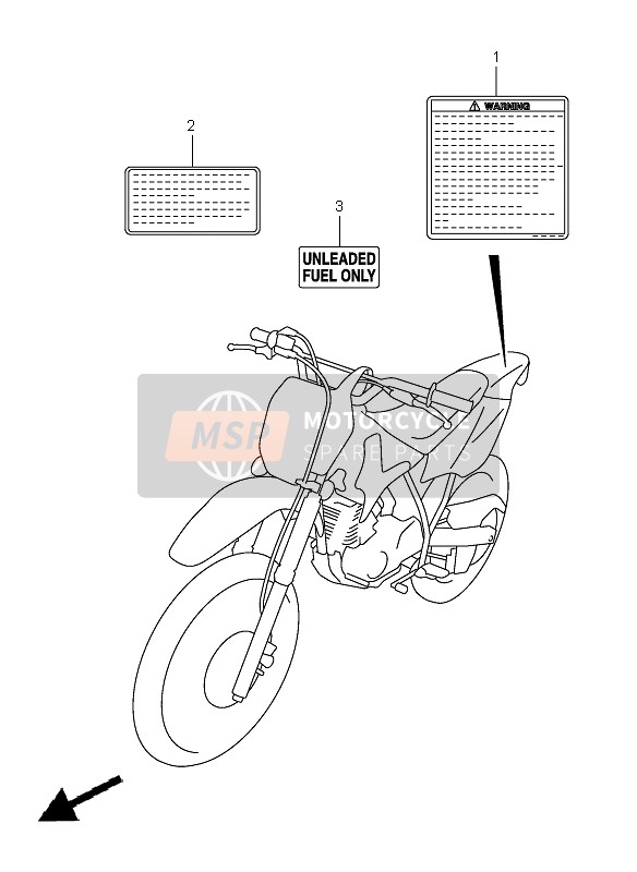 Suzuki DR-Z125 (SW & LW) 2003 ETIKETT für ein 2003 Suzuki DR-Z125 (SW & LW)