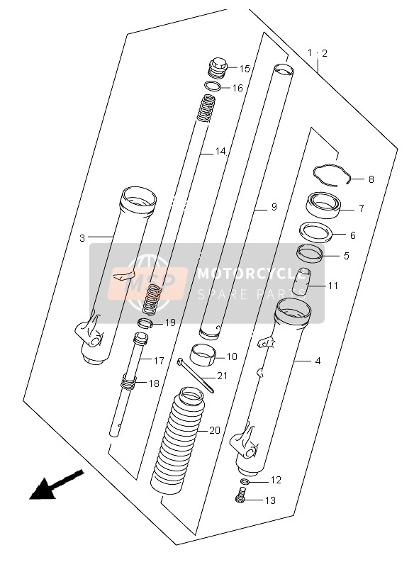 Suzuki DR-Z125 (SW & LW) 2004 Front Damper (SW) for a 2004 Suzuki DR-Z125 (SW & LW)