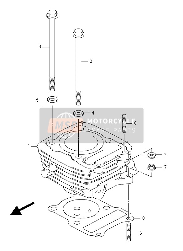 Suzuki DR-Z125 (SW & LW) 2005 Cylindre pour un 2005 Suzuki DR-Z125 (SW & LW)