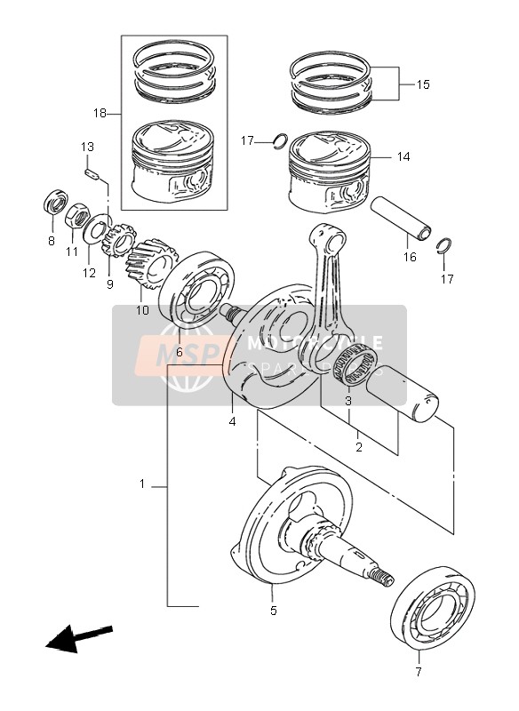 Suzuki DR125SE 1995 Crankshaft for a 1995 Suzuki DR125SE