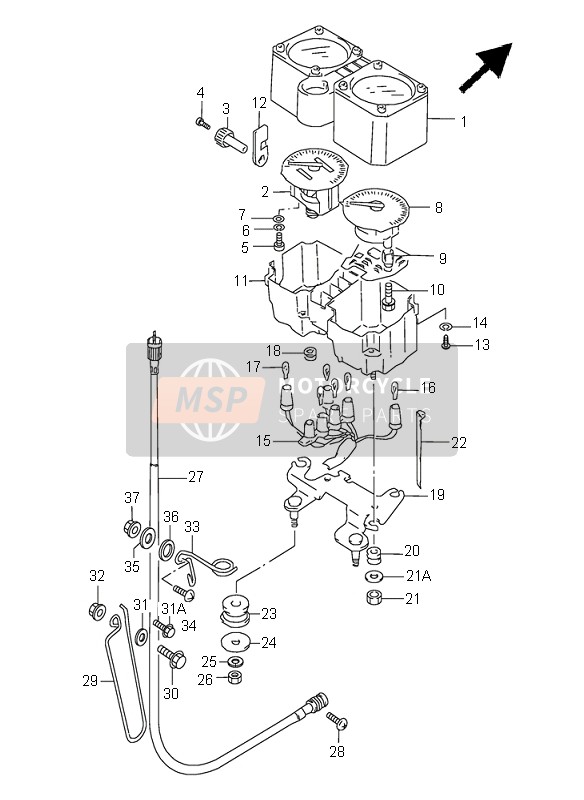 Suzuki DR350SE 1995 TACHOMETER für ein 1995 Suzuki DR350SE