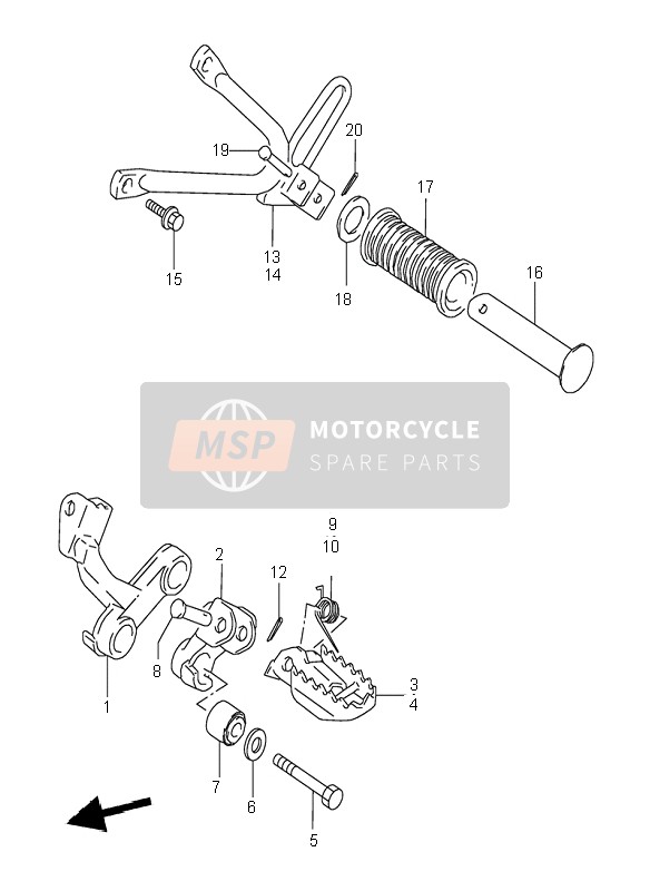 Suzuki DR350SE 1995 Reposapiés para un 1995 Suzuki DR350SE