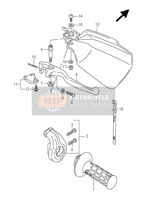 Suzuki DR350SE 1995 Leva della maniglia destra per un 1995 Suzuki DR350SE