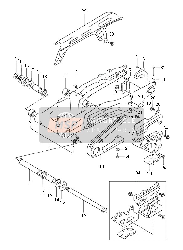 6114415D10, Plate, Chain Case, Rear, Suzuki, 3