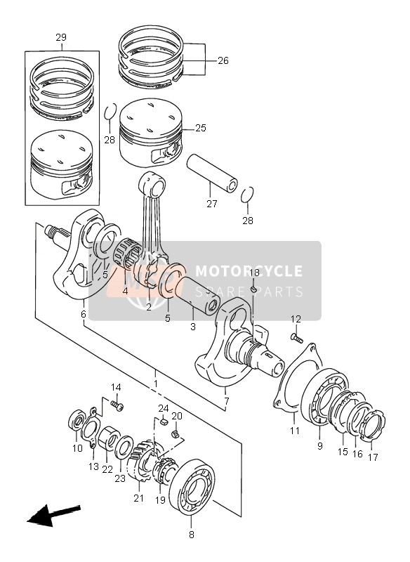 Suzuki DR650RE 1995 Cigüeñal para un 1995 Suzuki DR650RE