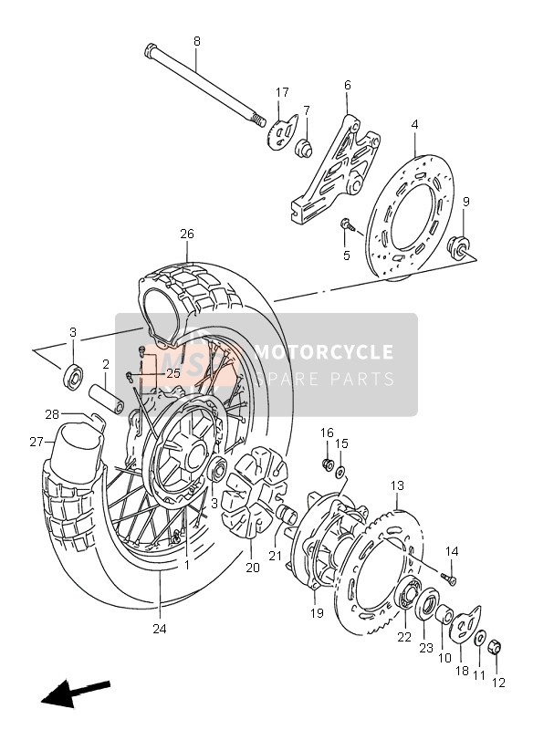 Suzuki DR650RE 1995 Roue arrière pour un 1995 Suzuki DR650RE