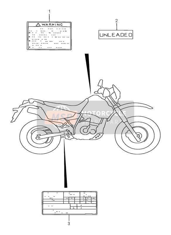 Suzuki DR650RE 1995 ETIKETT für ein 1995 Suzuki DR650RE