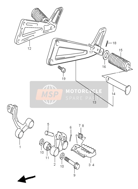 Suzuki DR650RSE 1995 Reposapiés para un 1995 Suzuki DR650RSE