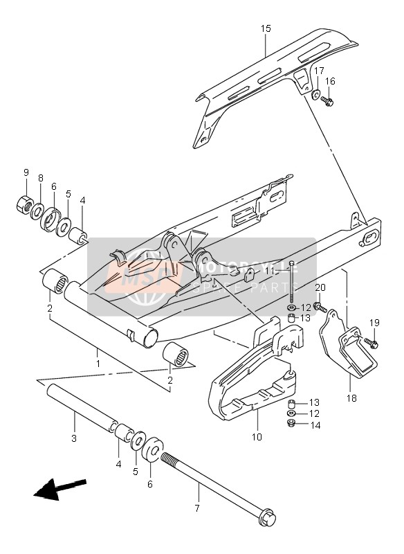 Suzuki DR650RSE 1995 Rear Swing Arm for a 1995 Suzuki DR650RSE