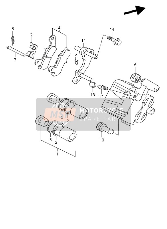 Suzuki DR650RSE 1995 Pinza posteriore per un 1995 Suzuki DR650RSE