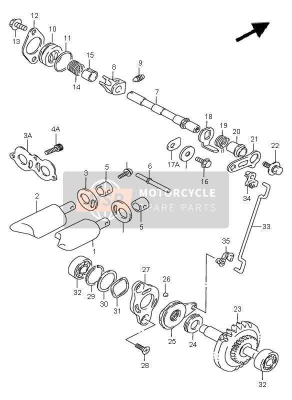 Suzuki RM125 1998 Exhaust Valve for a 1998 Suzuki RM125