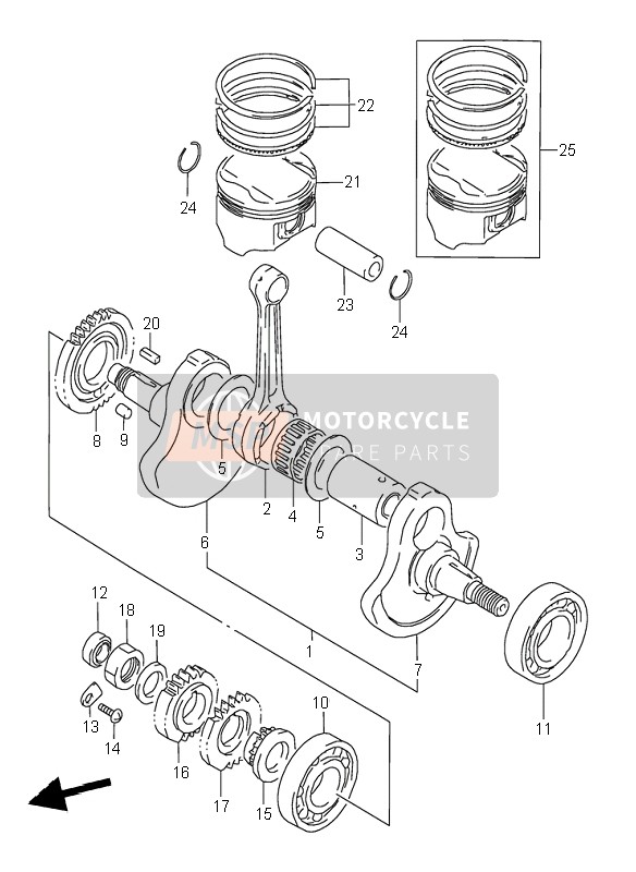 Suzuki DR350SE 1996 Crankshaft for a 1996 Suzuki DR350SE