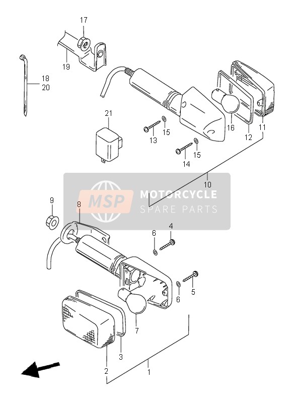 Suzuki DR350SE 1996 Lampe de clignotant pour un 1996 Suzuki DR350SE