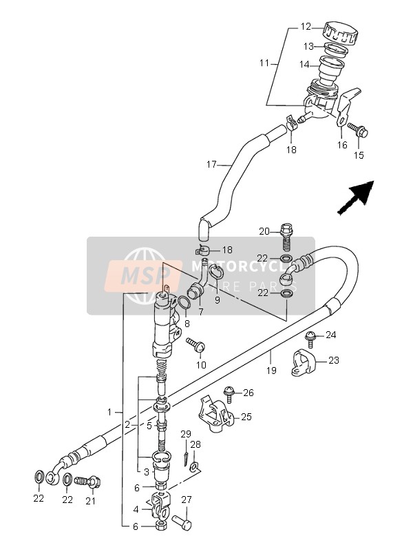 Suzuki DR350SE 1996 HAUPTZYLINDER HINTEN für ein 1996 Suzuki DR350SE