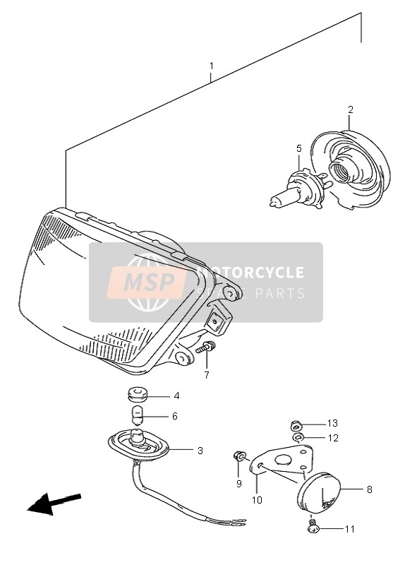 Suzuki DR650RSE 1996 Lampe frontale pour un 1996 Suzuki DR650RSE