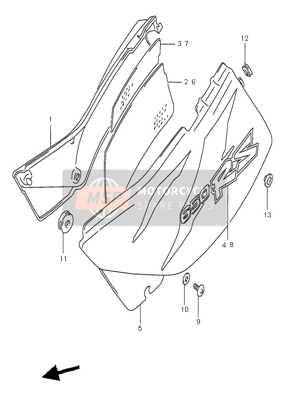 Suzuki DR650RSE 1996 Couverture de cadre pour un 1996 Suzuki DR650RSE