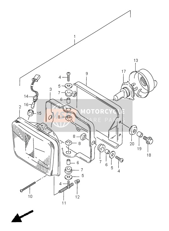 Suzuki DR650SE 1996 Headlamp for a 1996 Suzuki DR650SE