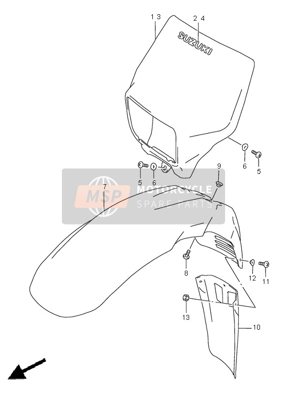 5311113E00019, Fender, Front (Black), Suzuki, 5