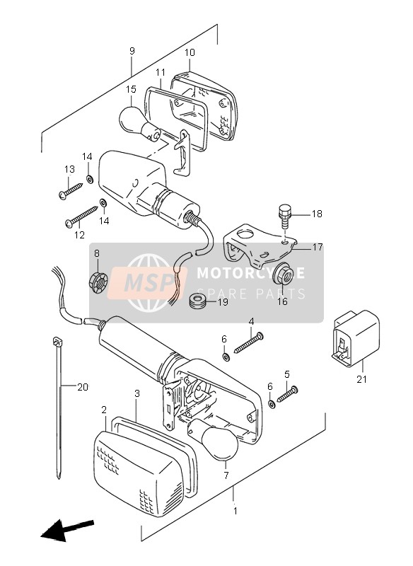 Suzuki DR800S 1996 Lampe de clignotant pour un 1996 Suzuki DR800S