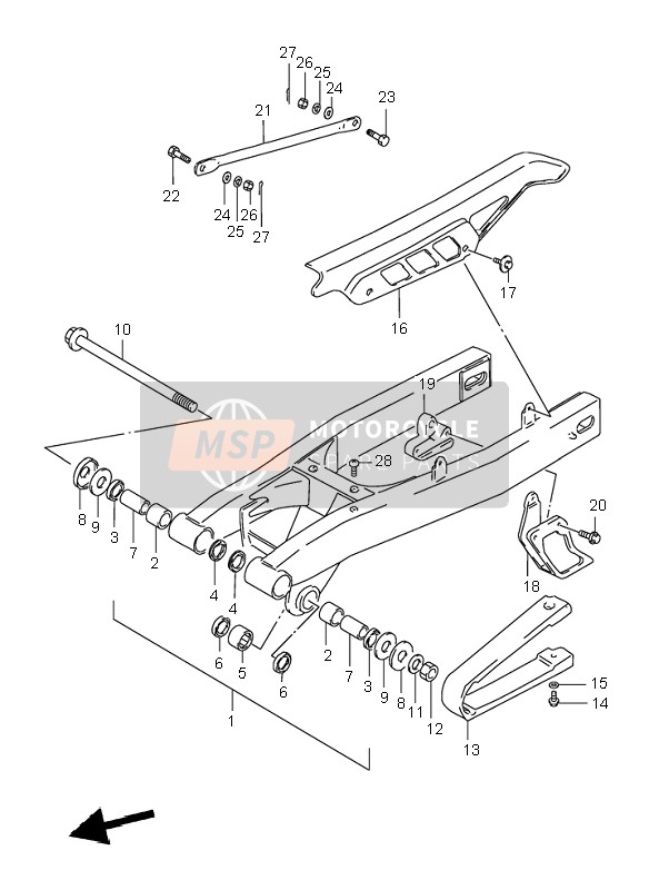 Bras oscillant arrière