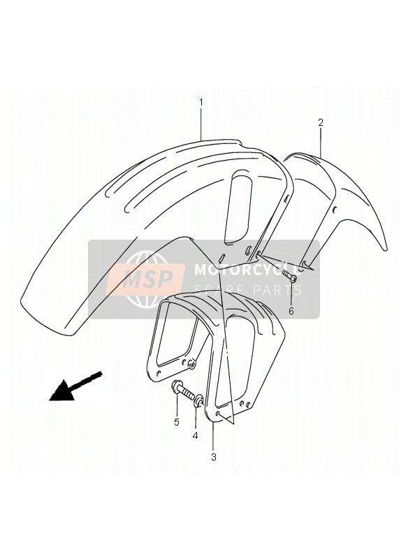 Suzuki DR800S 1997 Parafango anteriore per un 1997 Suzuki DR800S