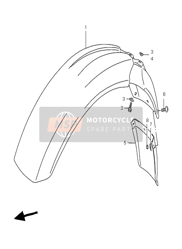 Suzuki DR350SE 1998 Guardabarros delantero para un 1998 Suzuki DR350SE