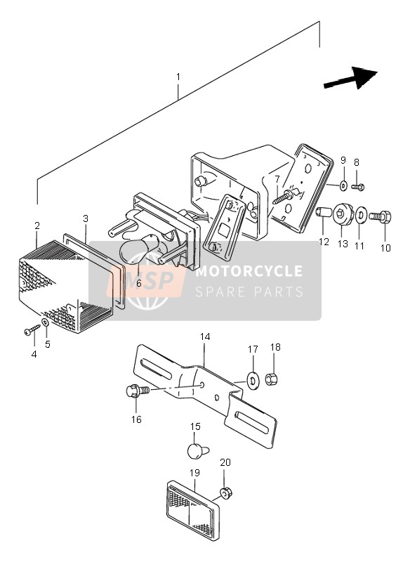 Suzuki DR125SE 1999 Lámpara de combinación trasera para un 1999 Suzuki DR125SE