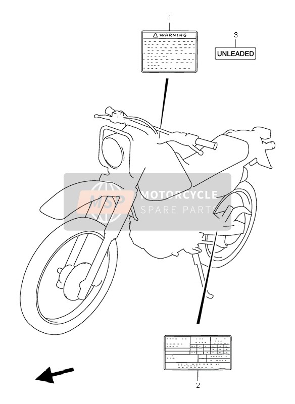 Suzuki DR125SE 1999 Etiket voor een 1999 Suzuki DR125SE