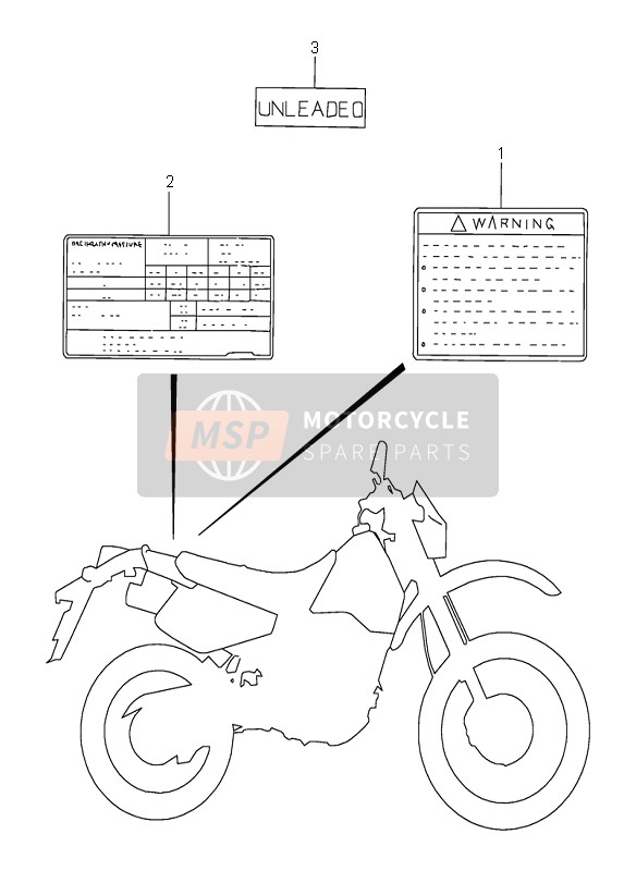 Suzuki DR350SE 1999 Etichetta per un 1999 Suzuki DR350SE