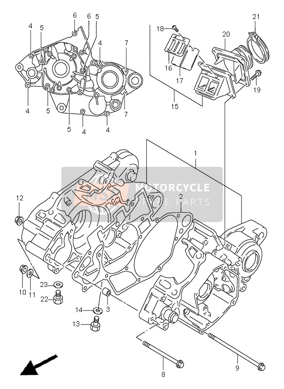 Suzuki RM125 1999 Carter voor een 1999 Suzuki RM125