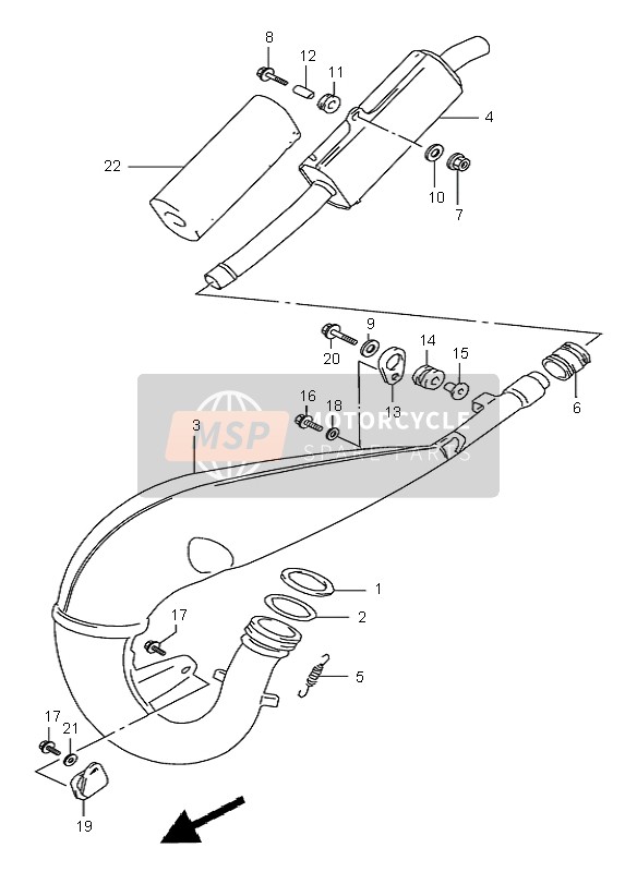 Suzuki RM125 1999 Muffler for a 1999 Suzuki RM125