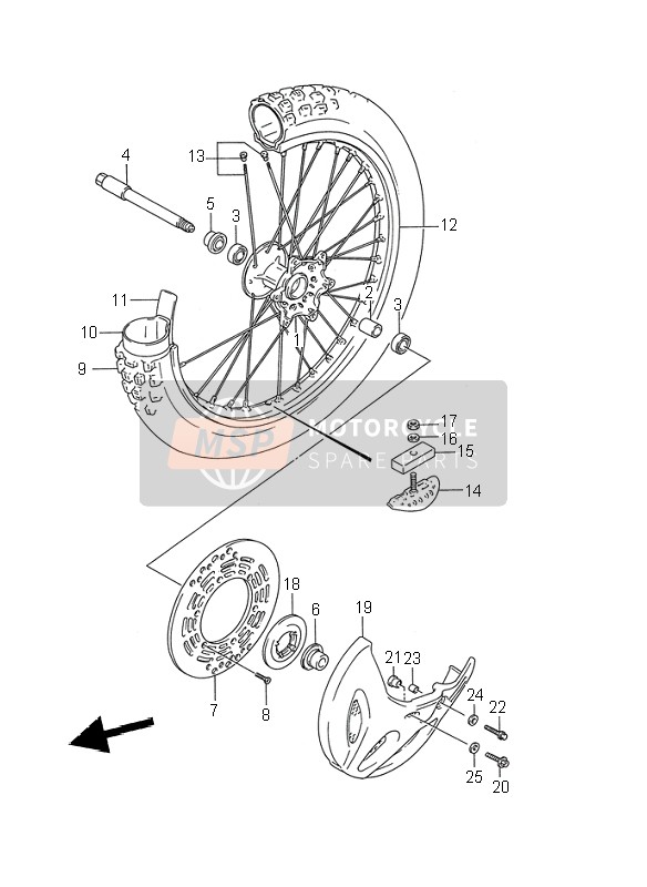 Suzuki RM125 1995 Ruota anteriore per un 1995 Suzuki RM125