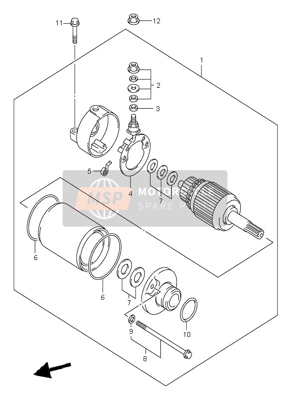 Suzuki DR-Z400E 2000 Starting Motor (DR-Z400E) for a 2000 Suzuki DR-Z400E