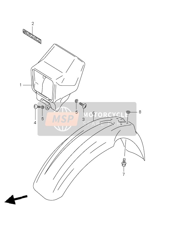 Suzuki DR-Z400E 2000 Front Fender (E24) for a 2000 Suzuki DR-Z400E