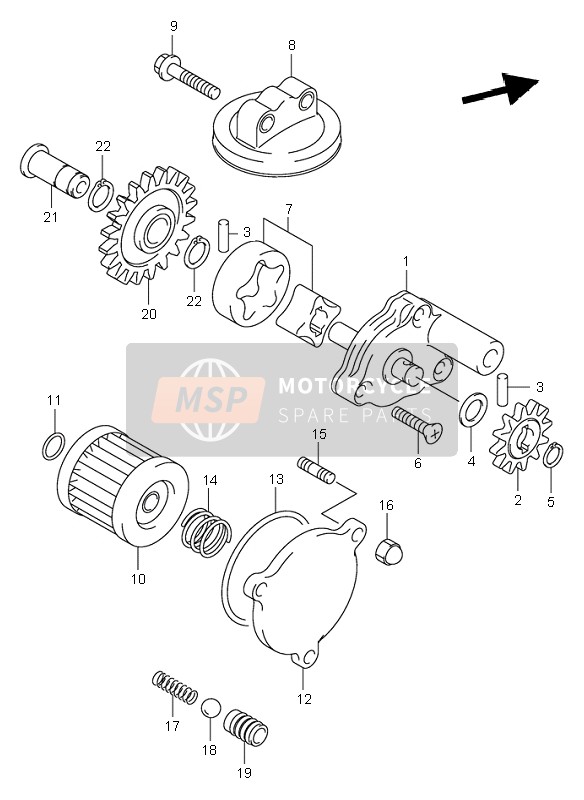 Suzuki DR-Z400S 2000 La pompe à huile pour un 2000 Suzuki DR-Z400S