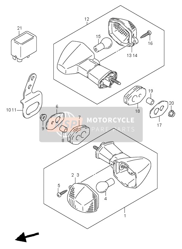 Suzuki DR-Z400S 2000 Lampe de clignotant pour un 2000 Suzuki DR-Z400S