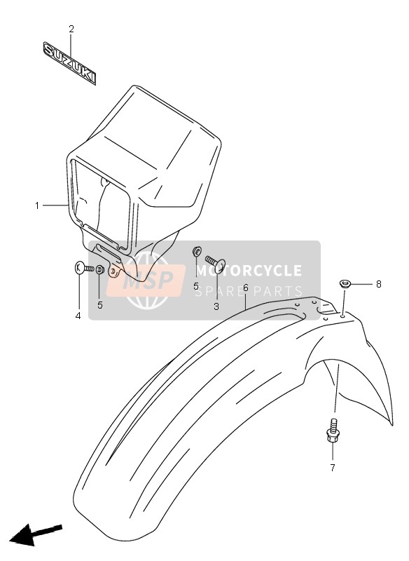 Suzuki DR-Z400S 2000 Front Fender for a 2000 Suzuki DR-Z400S