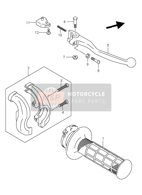 Suzuki DR-Z400S 2000 Palanca de la manija derecha para un 2000 Suzuki DR-Z400S