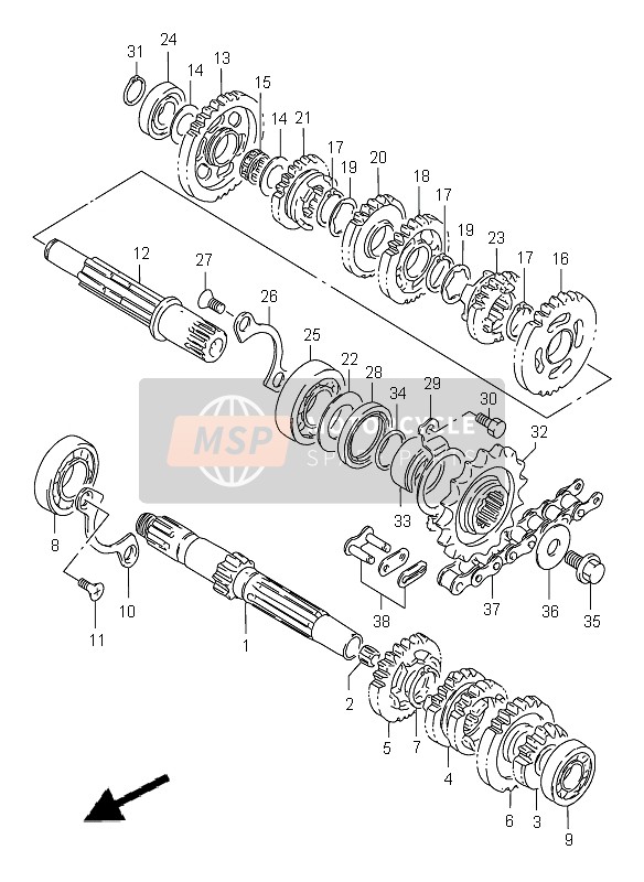 Suzuki DR125SE 2001 Transmission for a 2001 Suzuki DR125SE