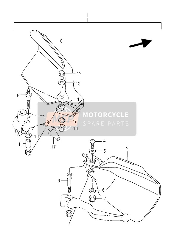 Suzuki DR125SE 2001 Cubre nudillos (Opción) para un 2001 Suzuki DR125SE