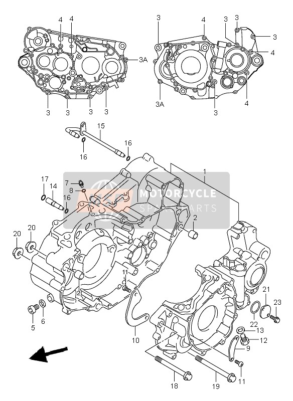 Suzuki DR-Z400E 2001 Crankcase for a 2001 Suzuki DR-Z400E