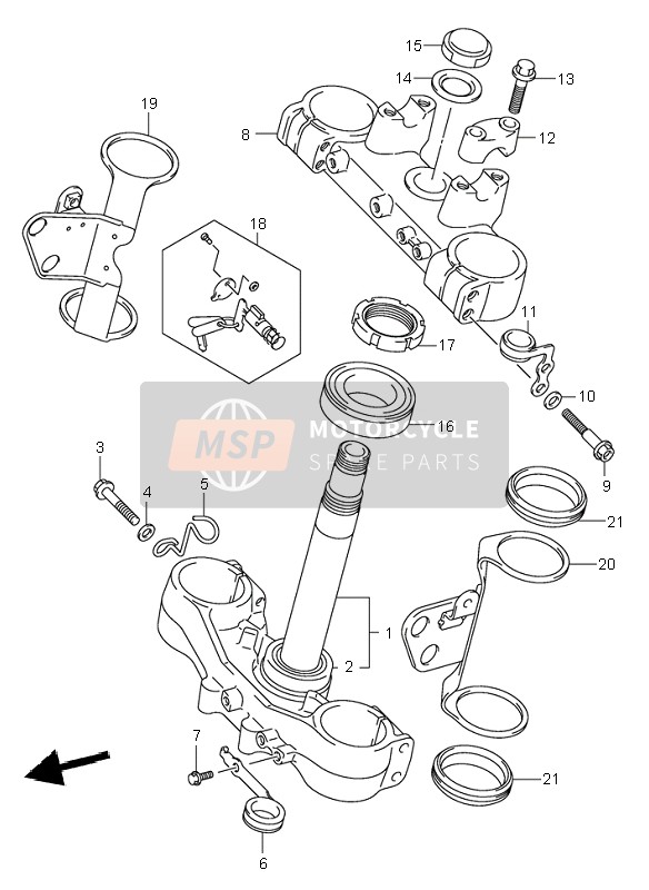 Suzuki DR-Z400S 2001 Support de fourche avant pour un 2001 Suzuki DR-Z400S