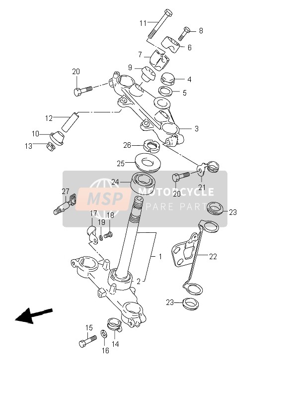 Suzuki DR125SE 2002 Vástago de dirección para un 2002 Suzuki DR125SE