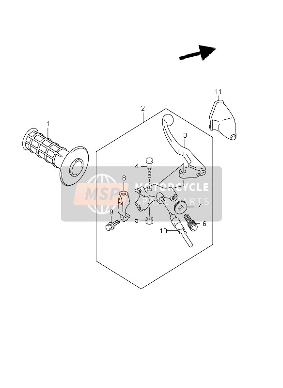 Suzuki DR-Z400E 2002 Left Handle Lever (DR-Z400E E24) for a 2002 Suzuki DR-Z400E