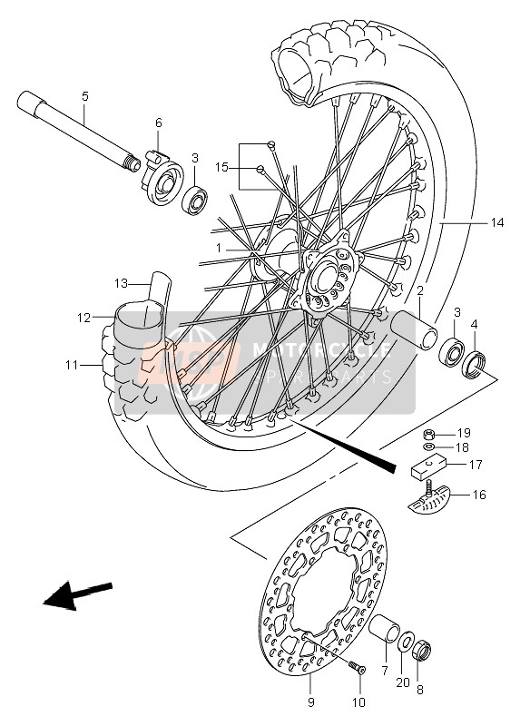 Suzuki DR-Z400E 2002 Front Wheel for a 2002 Suzuki DR-Z400E