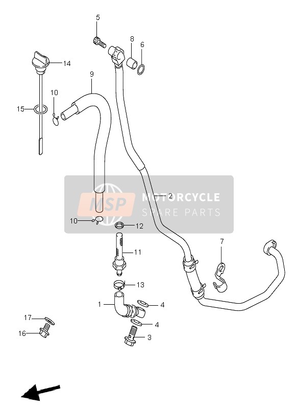 Suzuki DR-Z400E 2003 Oil Hose for a 2003 Suzuki DR-Z400E